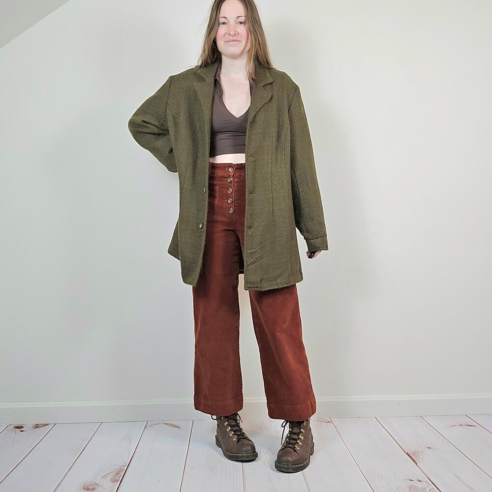 Vintage Y2K Tweed Jacket Green XL